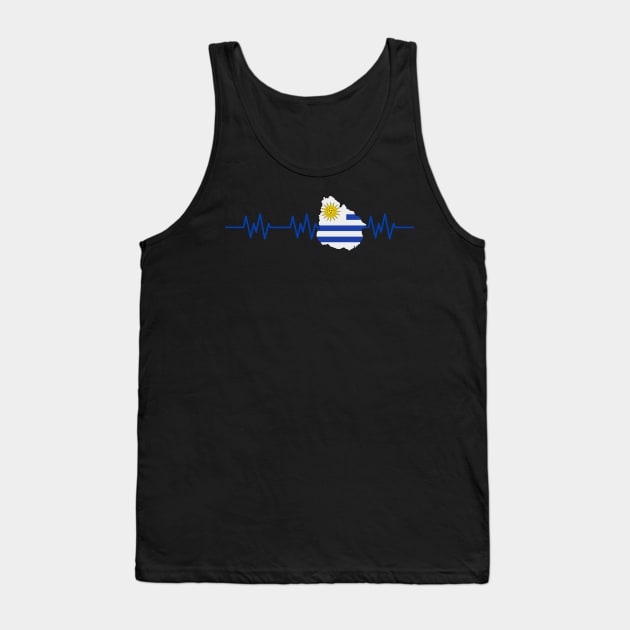 Uruguay Heartbeat Flag Pulse Tank Top by Foxxy Merch